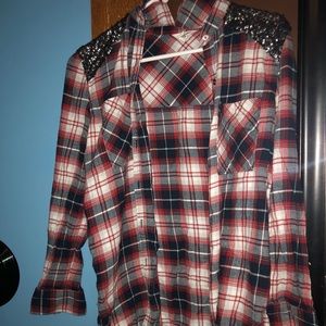 Aeropostale Plaid Shirt with Sparkles on Shoulders